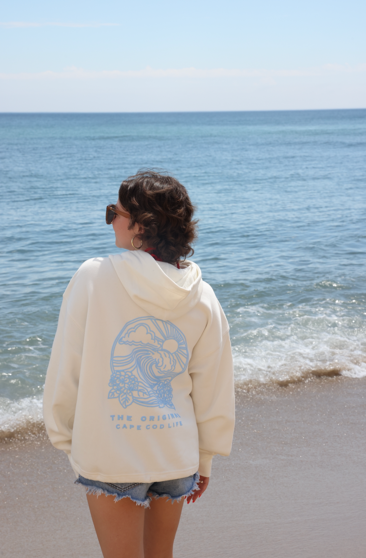 Cape Cod Puff Hoodie Blue Full Crop