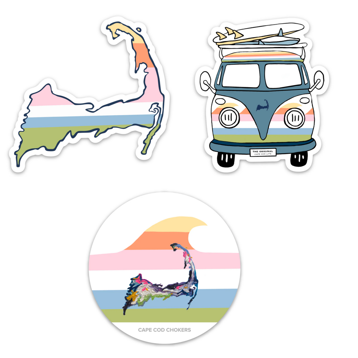 Cape Cod Sticker Map Cape Cod Sunset Sticker Collection – Cape Cod Chokers
