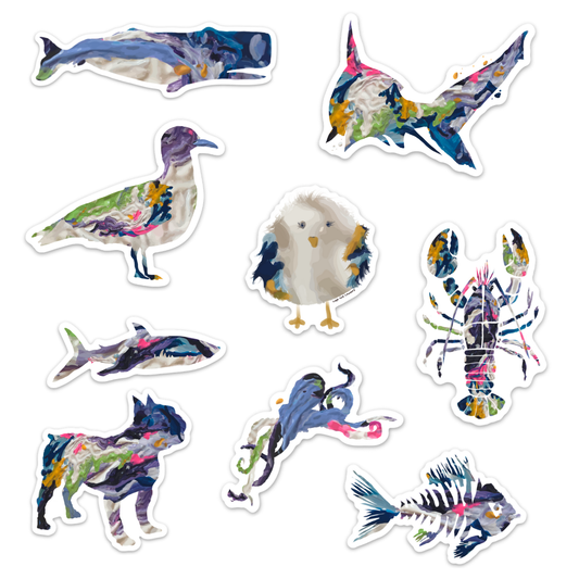 Colorful Abstract Ocean Critter Stickers