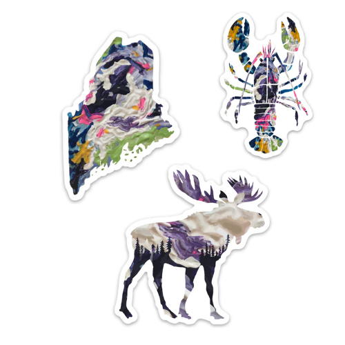 Colorful Abstract Maine Stickers