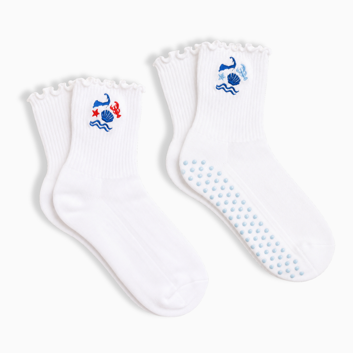Cape Cod Ruffle Socks and Cape Cod Piliaties Socks
