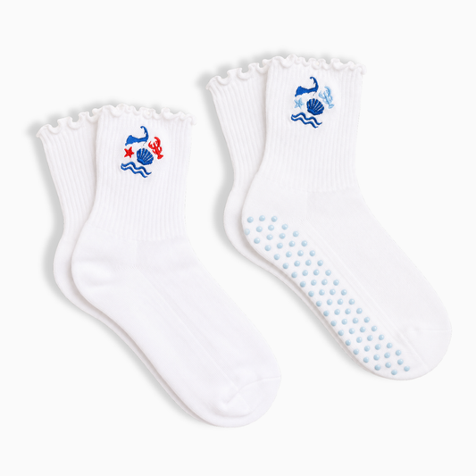 Cape Cod Ruffle Socks and Cape Cod Piliaties Socks