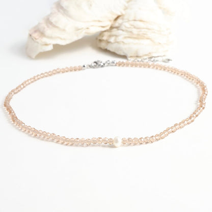 Golden Coast Pearl and Crystal Choker