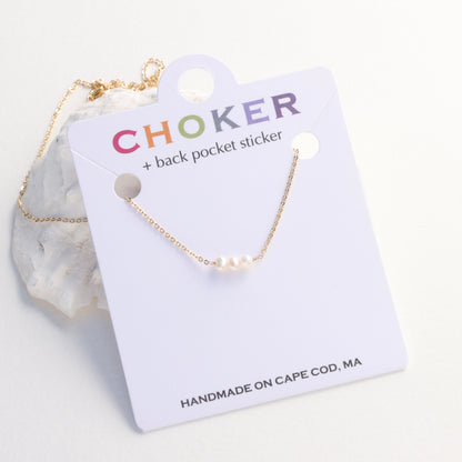 Triple Dainty Pearl Choker