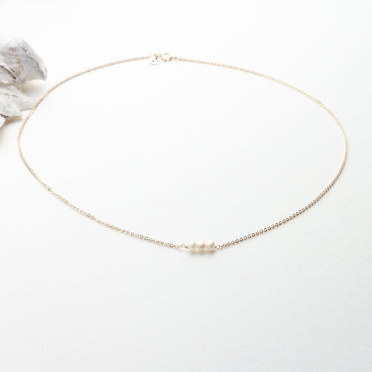 Triple Dainty Pearl Choker